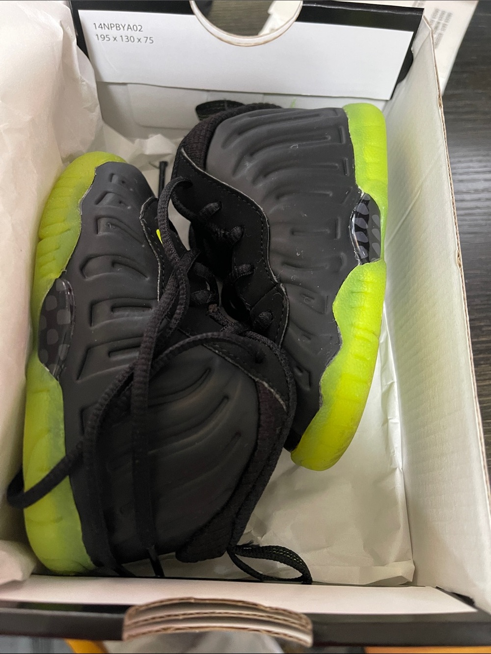 Nike Kids Black Sneakers with Neon Green Outsole